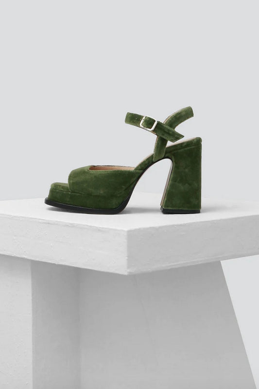 Souliers Martinez - Gracia Platform Sandal: Khaki Velvet