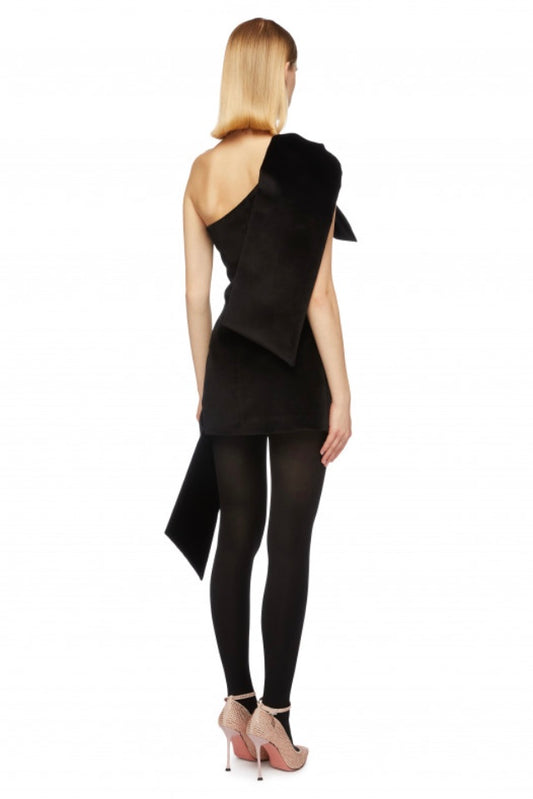 Vivetta - Stretch Velvet Mini Bow Dress: Black