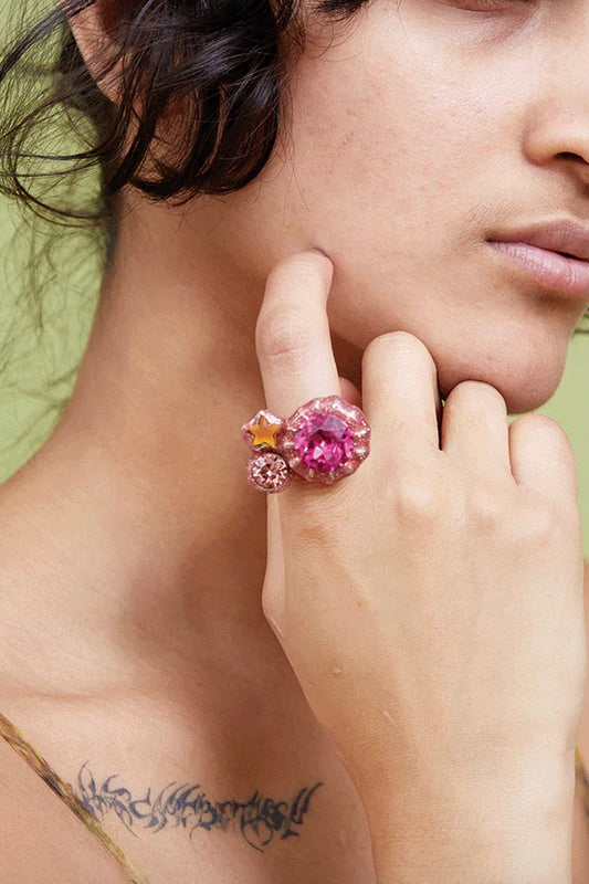 Collina Strada - Candy Gem Ring: Gold Pink Speck