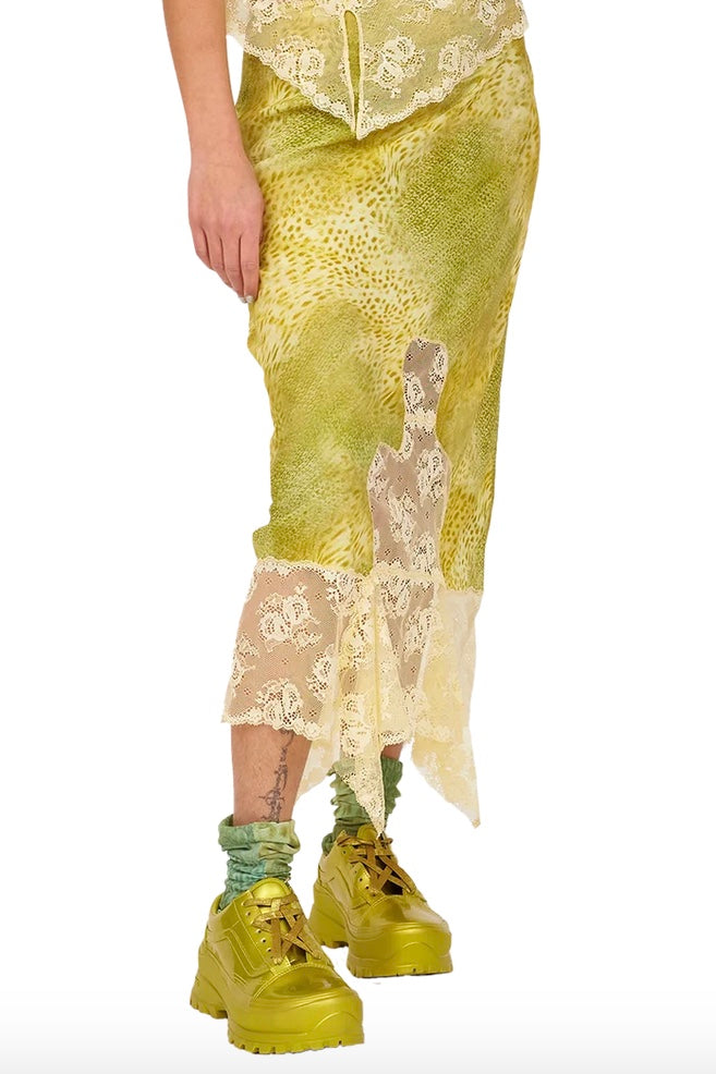 Collina Strada - Hiss Skirt: Green Gecko