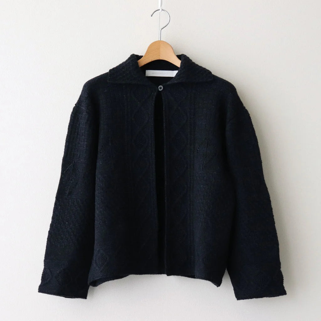 Aseedoncloud - Sankayo Cable Knit Jacket: Navy