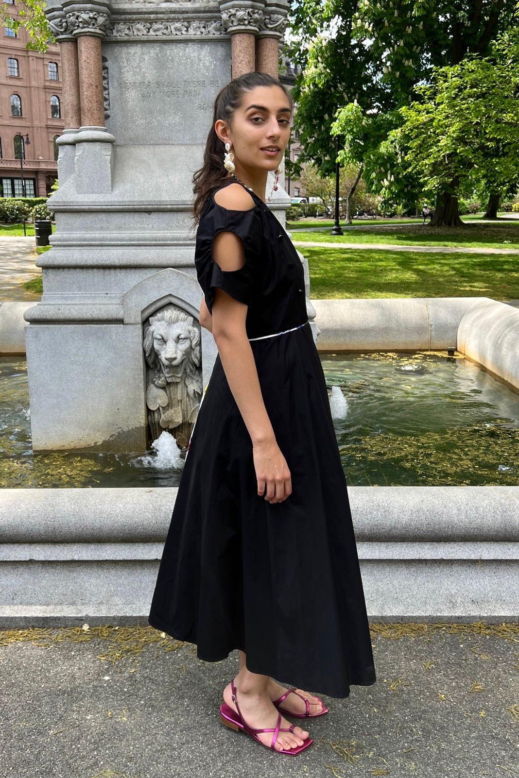 Vivetta - Maxi Dress: Black & Pansy Print