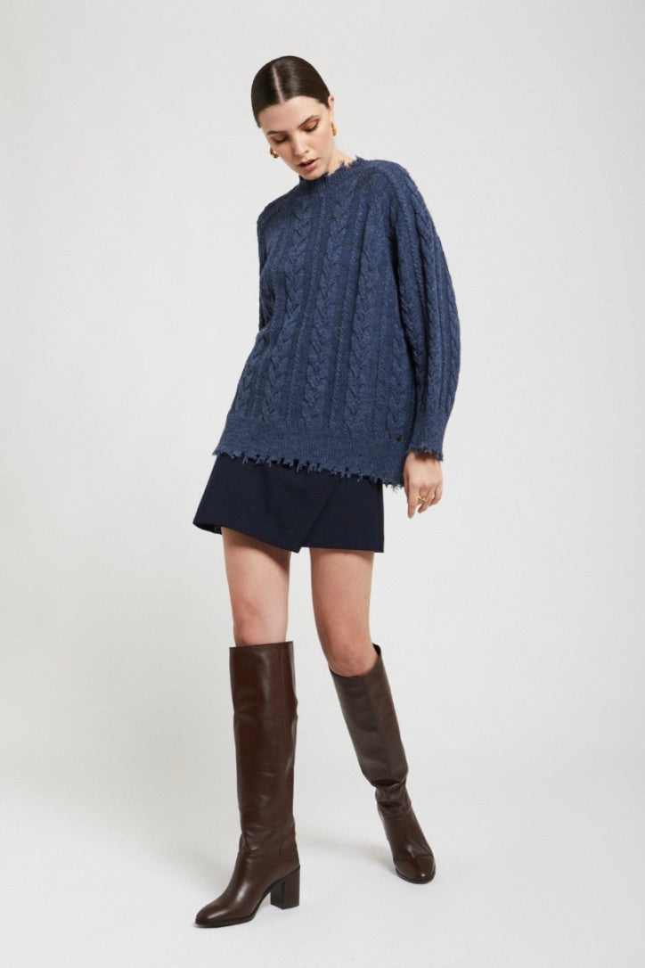 Ottod'ame Wool Blend Sweater With Fringes: Jeans