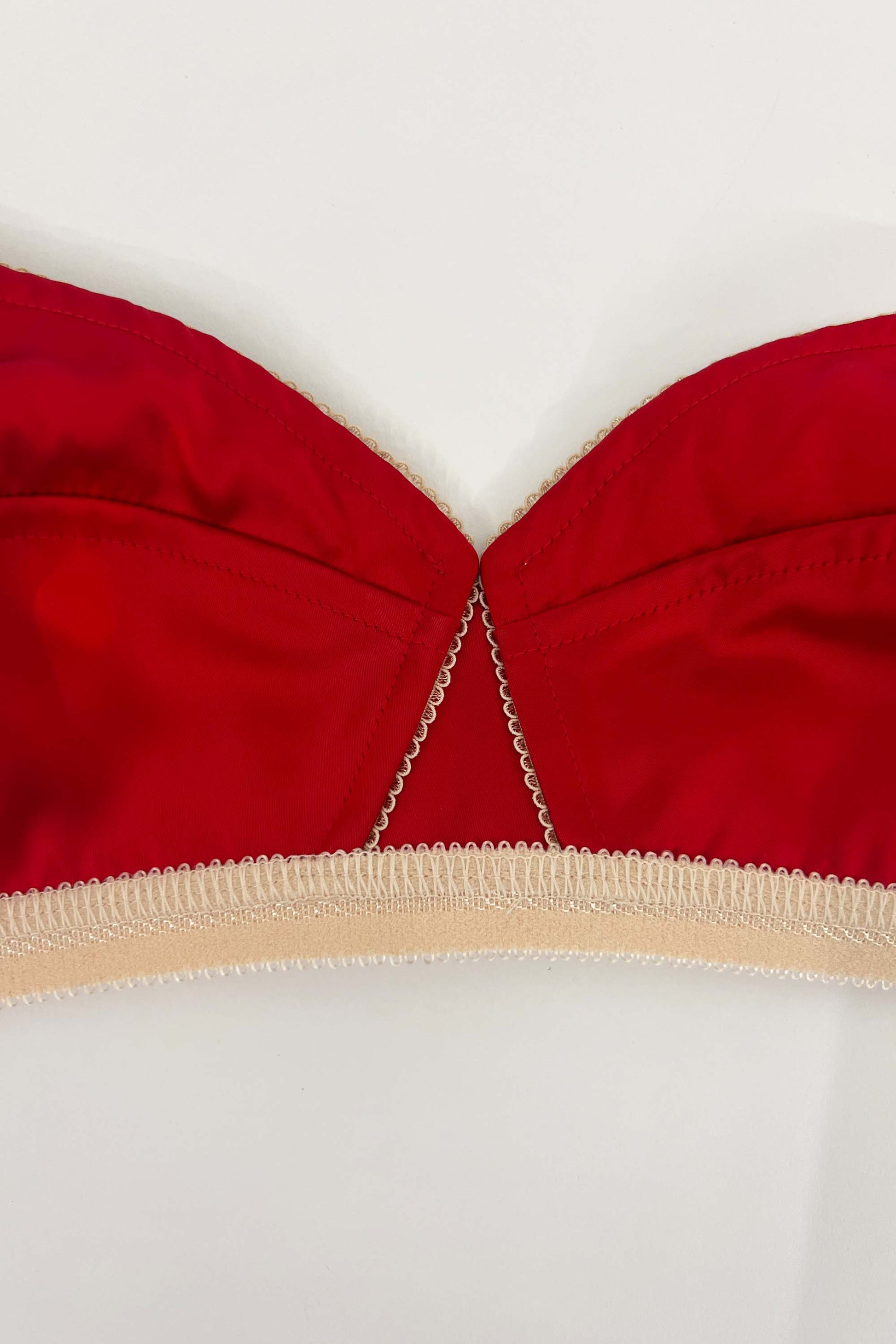  Shirred Back Satin Bralette Top (Color : Red, Size : X