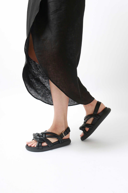 Souliers Martinez - Telva Sandal: Black Leather
