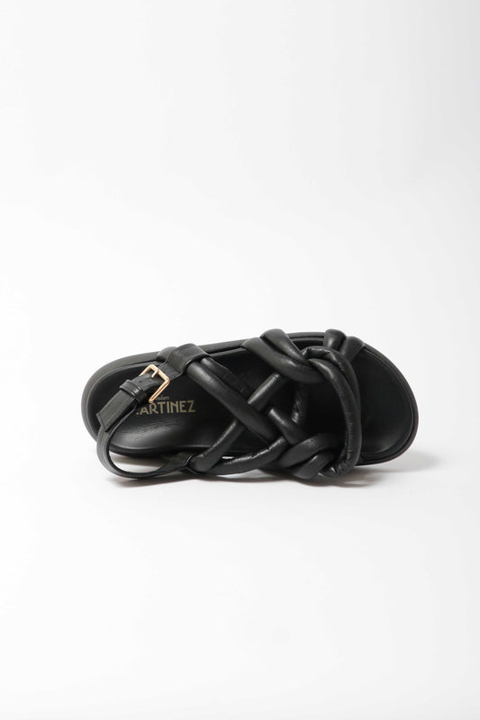 Souliers Martinez - Telva Sandal: Black Leather