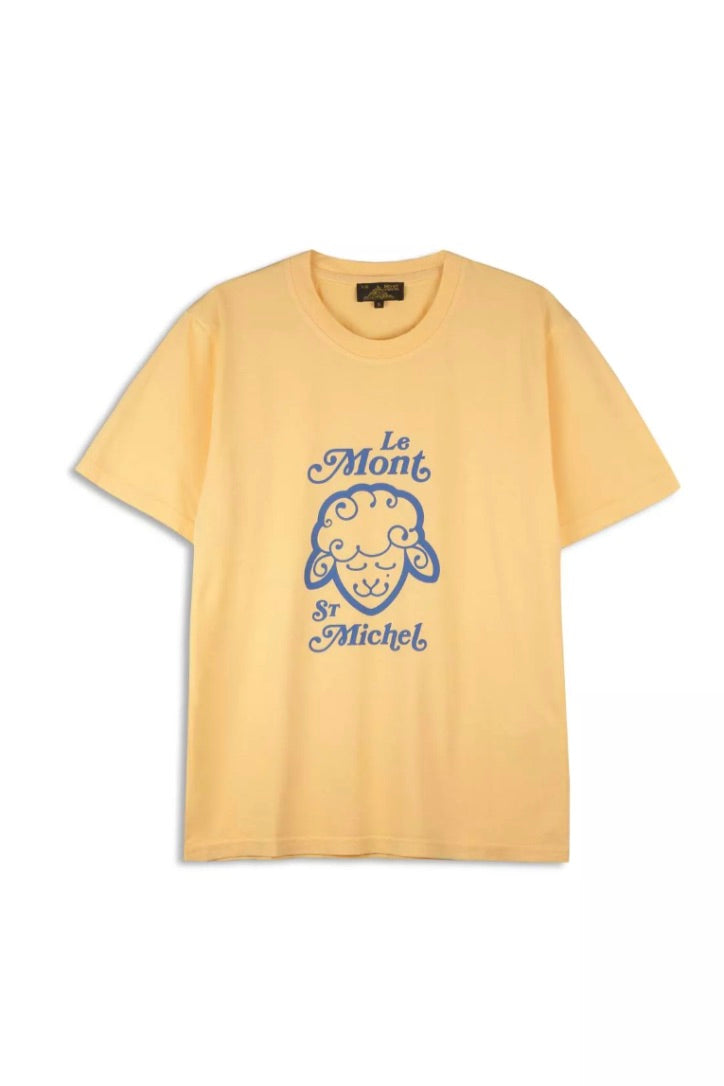 Le Mont St Michel - Tolino Vintage Print T Shirt: Yellow