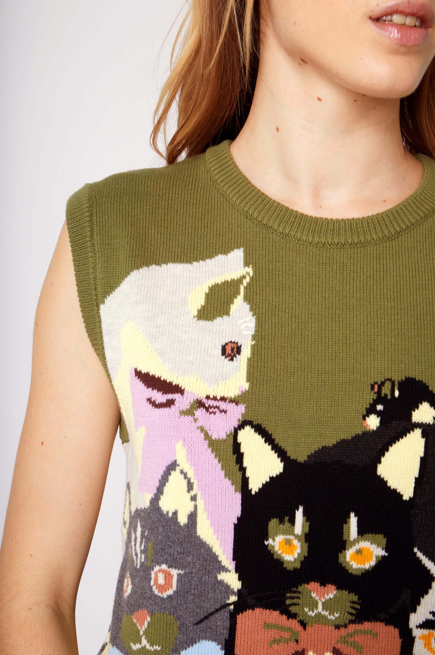 Manoush - Minette Vest: Kitten Collage