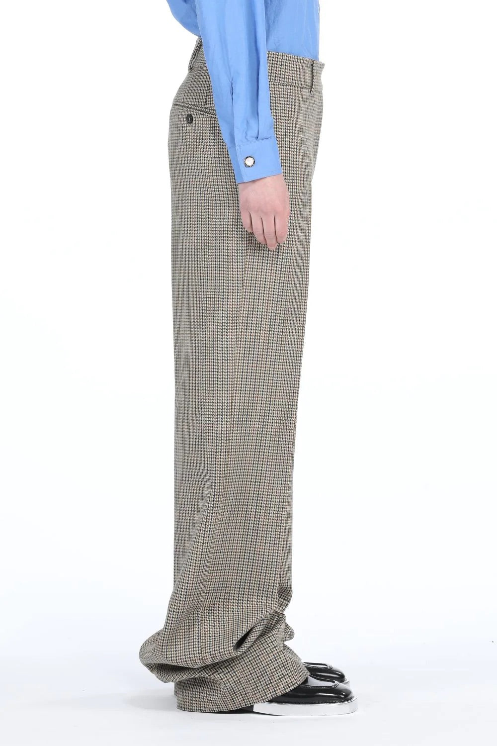 No. 21 - Checkered Wide Leg Trousers: Brown