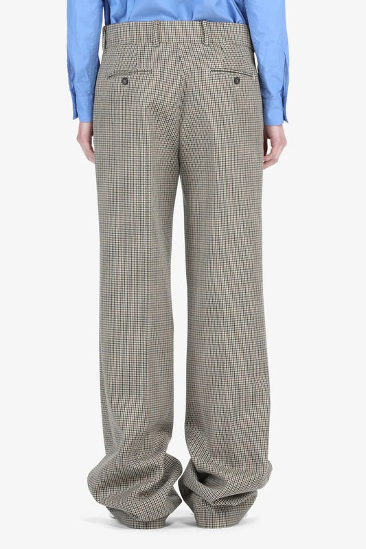 No. 21 - Checkered Wide Leg Trousers: Brown