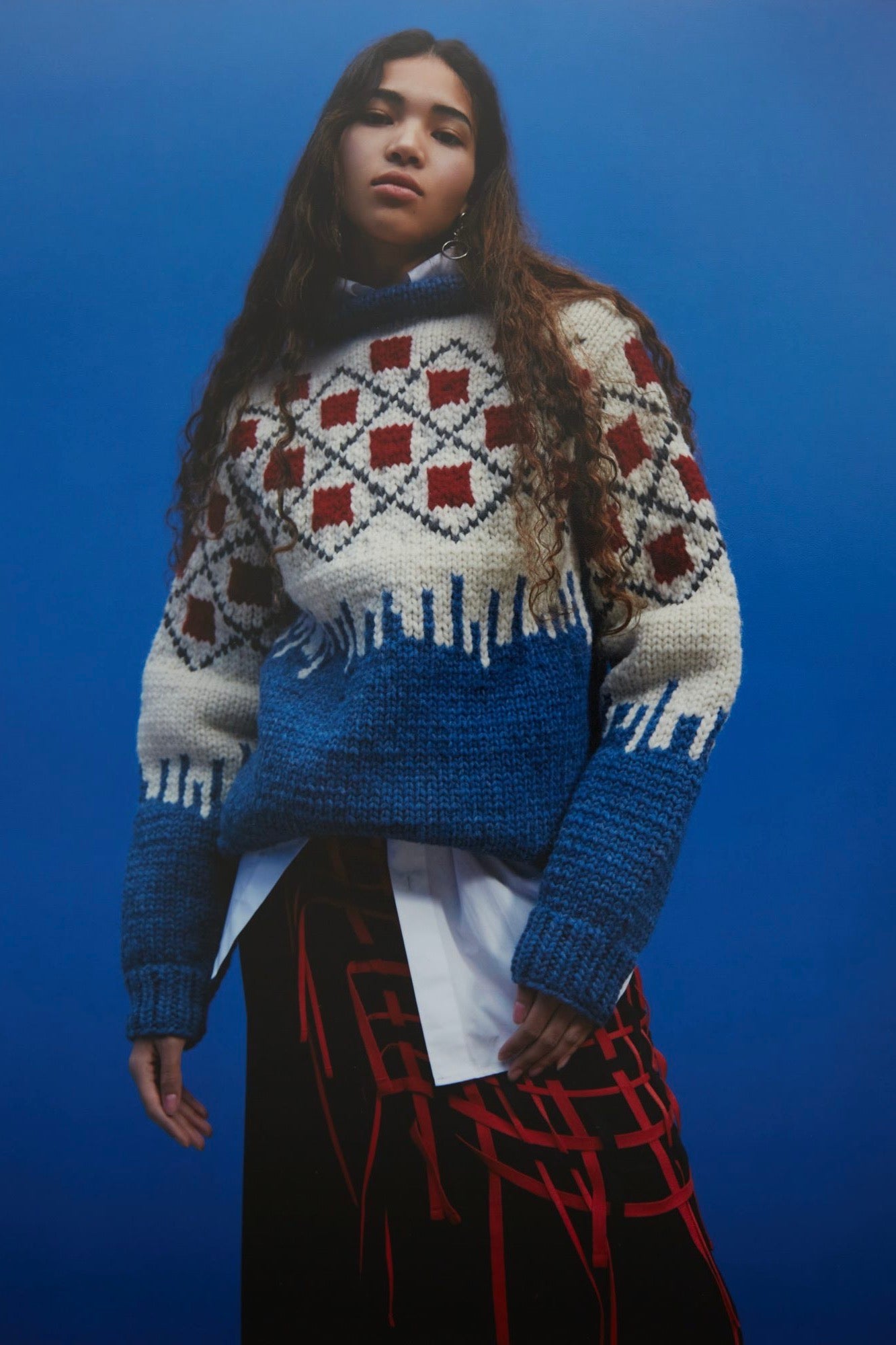 Le Cavalier - Kanata Sweater Knit: Blue & Red