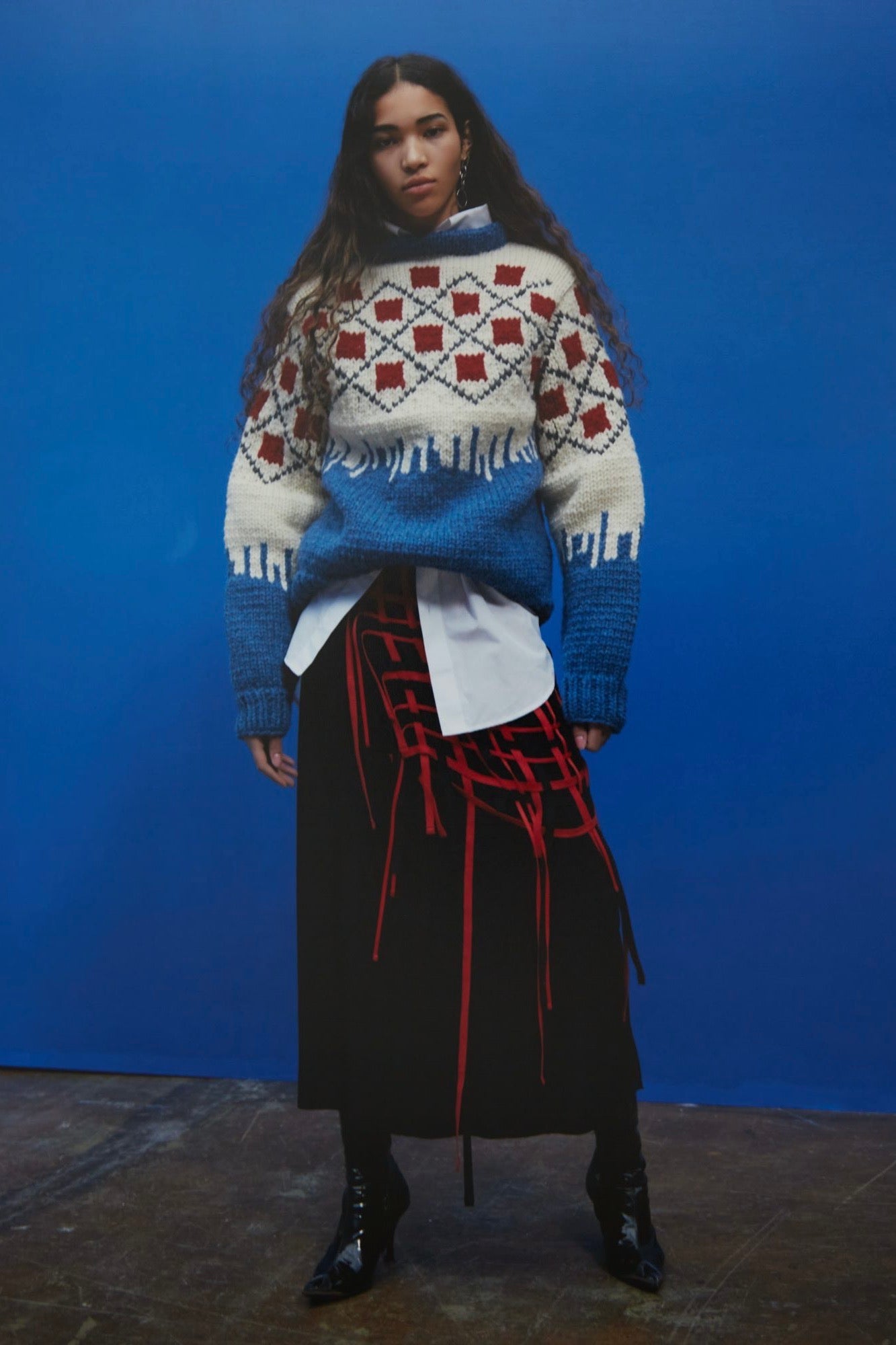 Le Cavalier - Kanata Sweater Knit: Blue & Red
