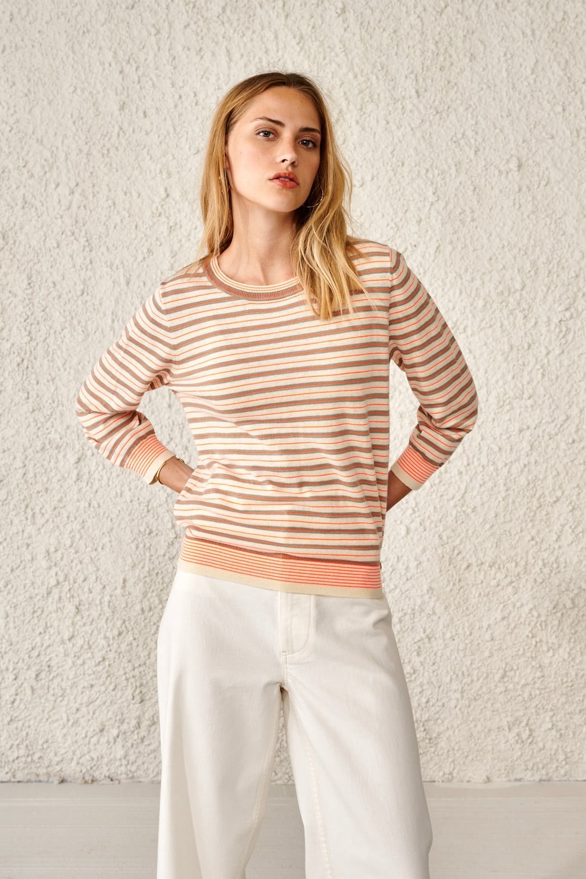 Bellerose- Gops Sweater: Coral Stripes