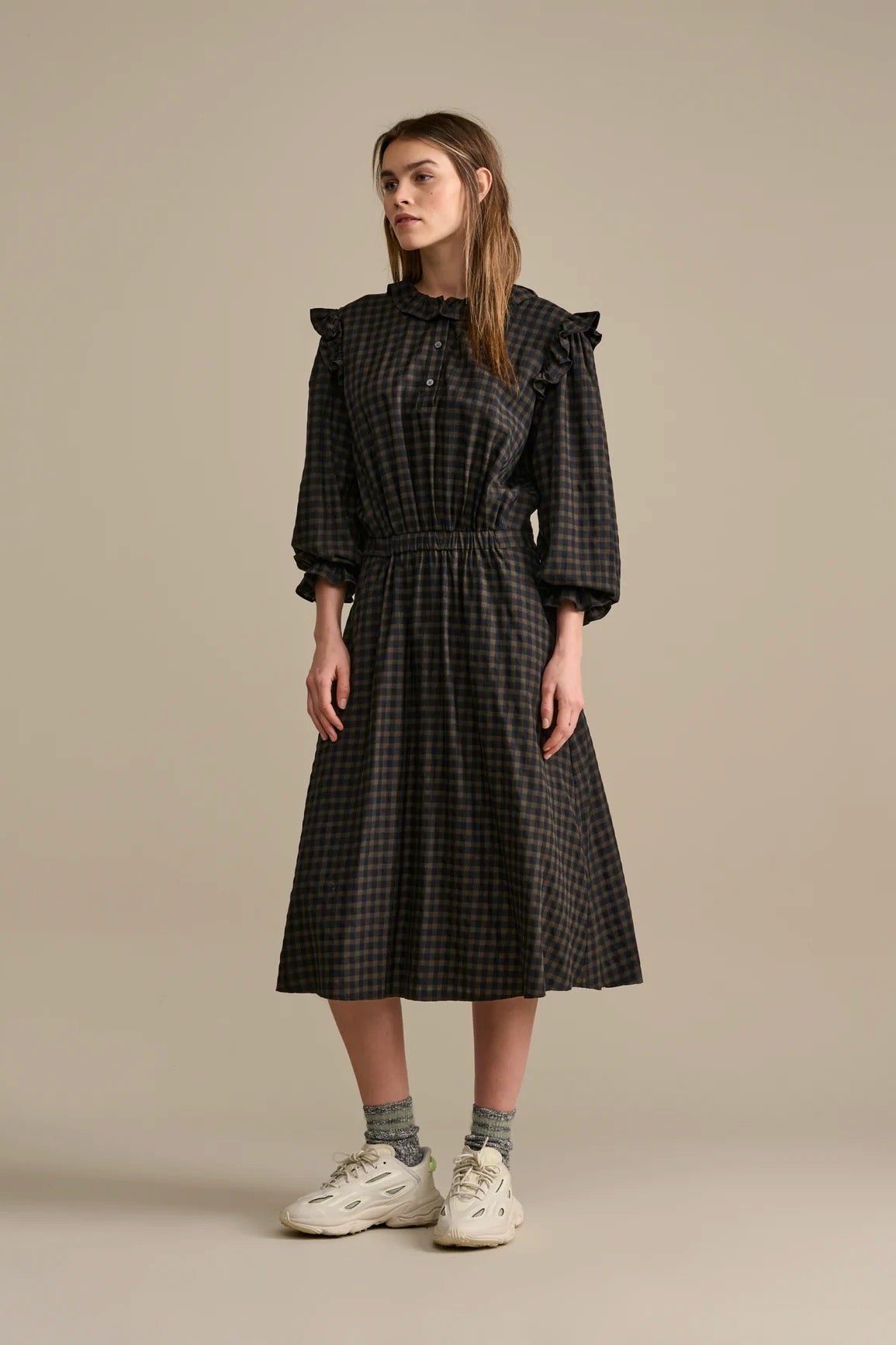 Bellerose- Farrah Dress: Brown/ Black Gingham
