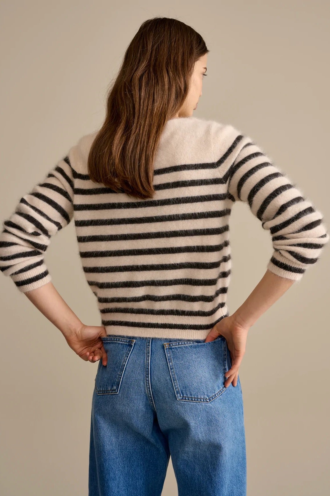 Bellerose- Dator Sweater: Black/ White Stripes