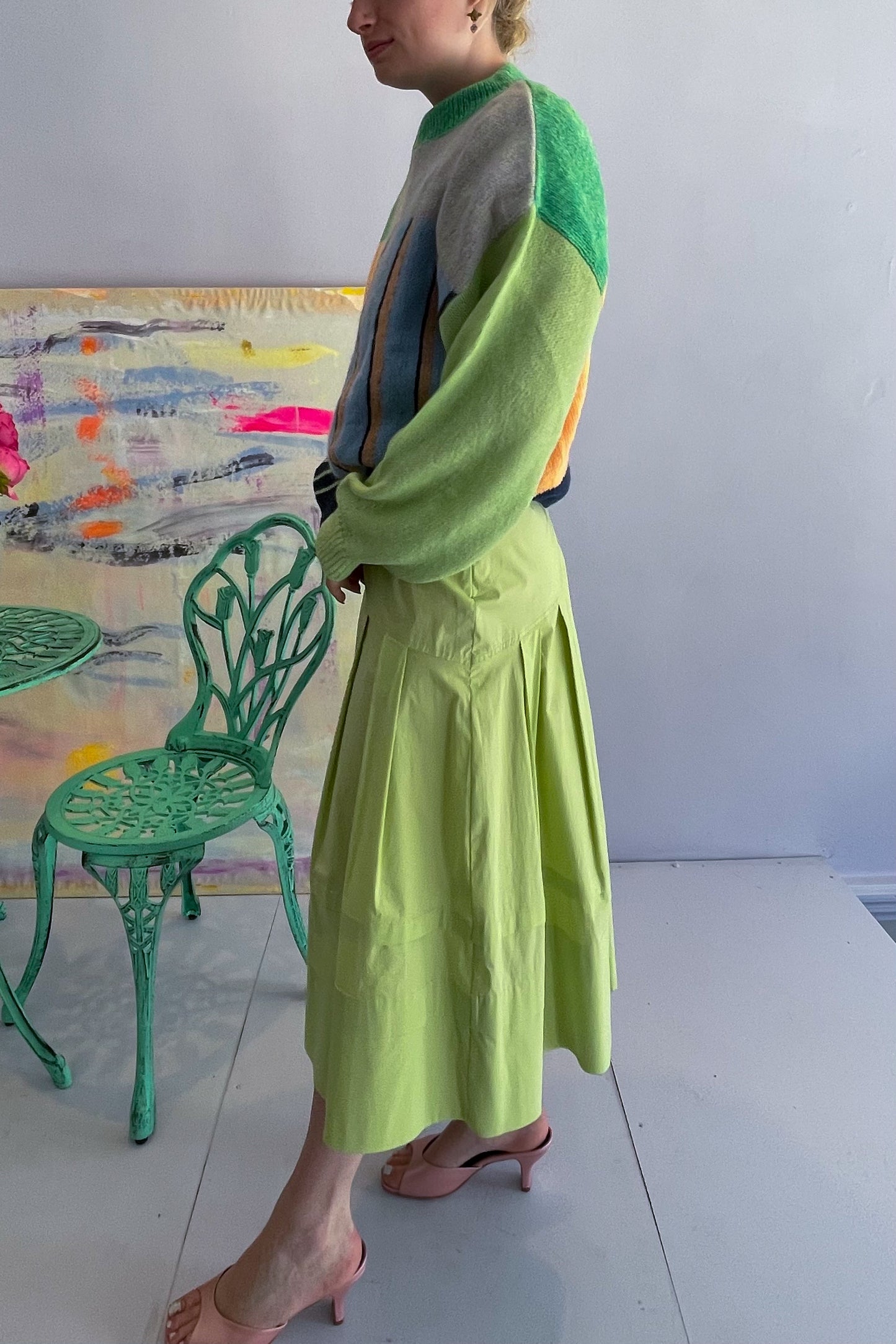 Vivetta: Mini-Panel Skirt: Lizard Green
