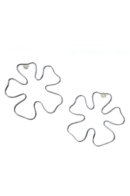 Airy Heights Design - Oleander Free Form Flower Earrings: Sterling Silver
