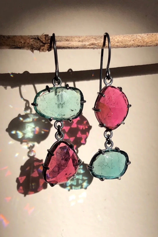 Airy Heights Design - Stained Glass Tourmaline Earrings