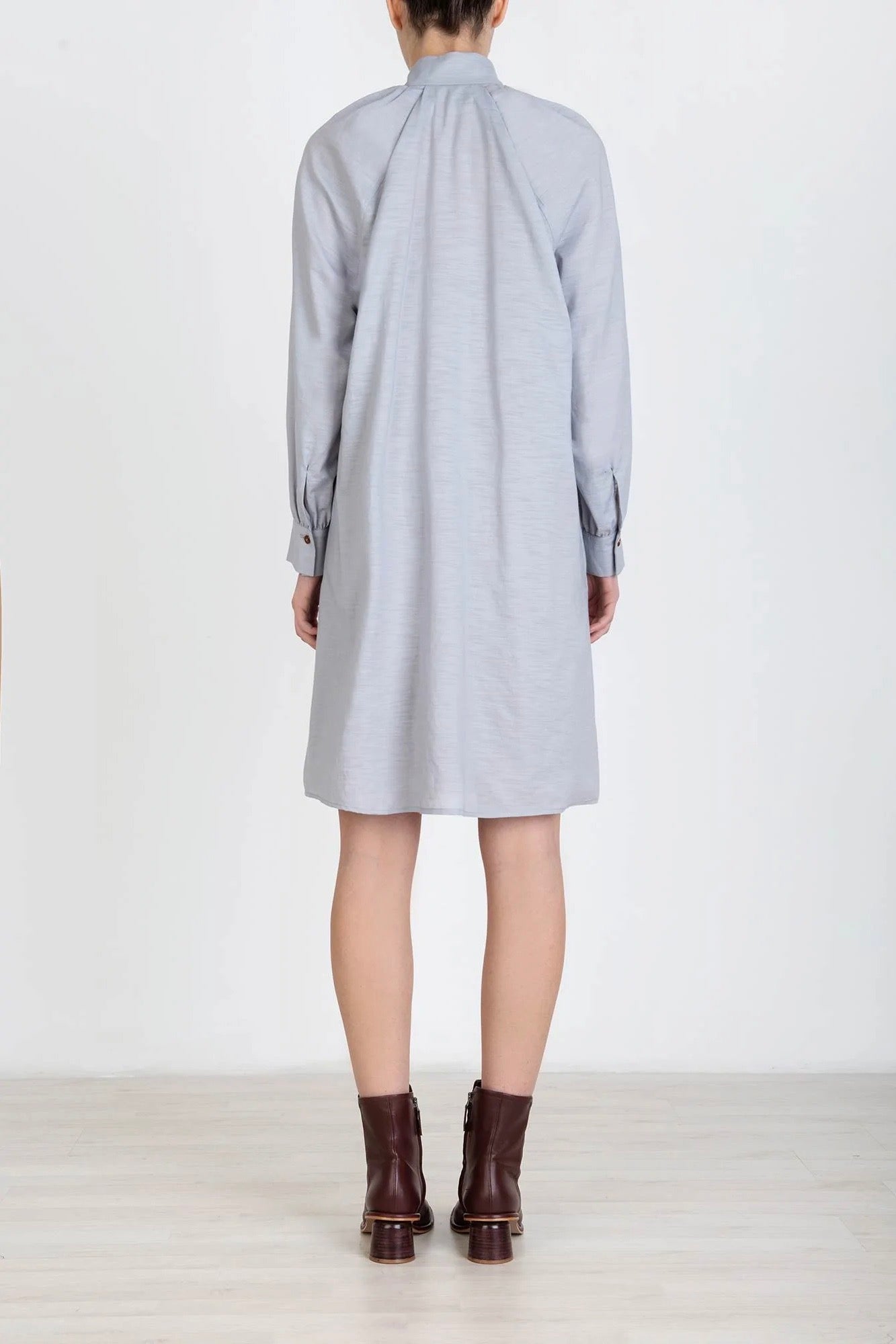 Alysi - Long Sleeve Mini Dress: Dusty Blue