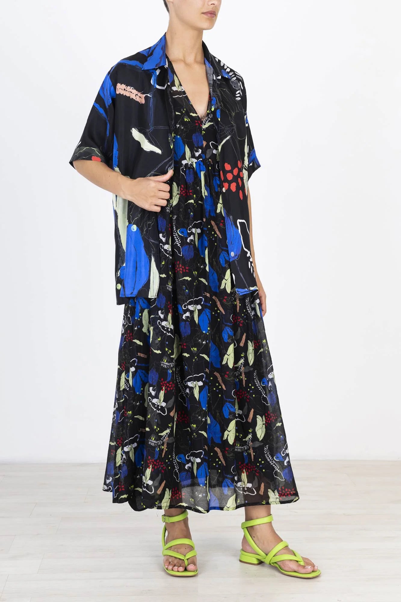 Alysi - Printed Maxi Dress: Black Multi