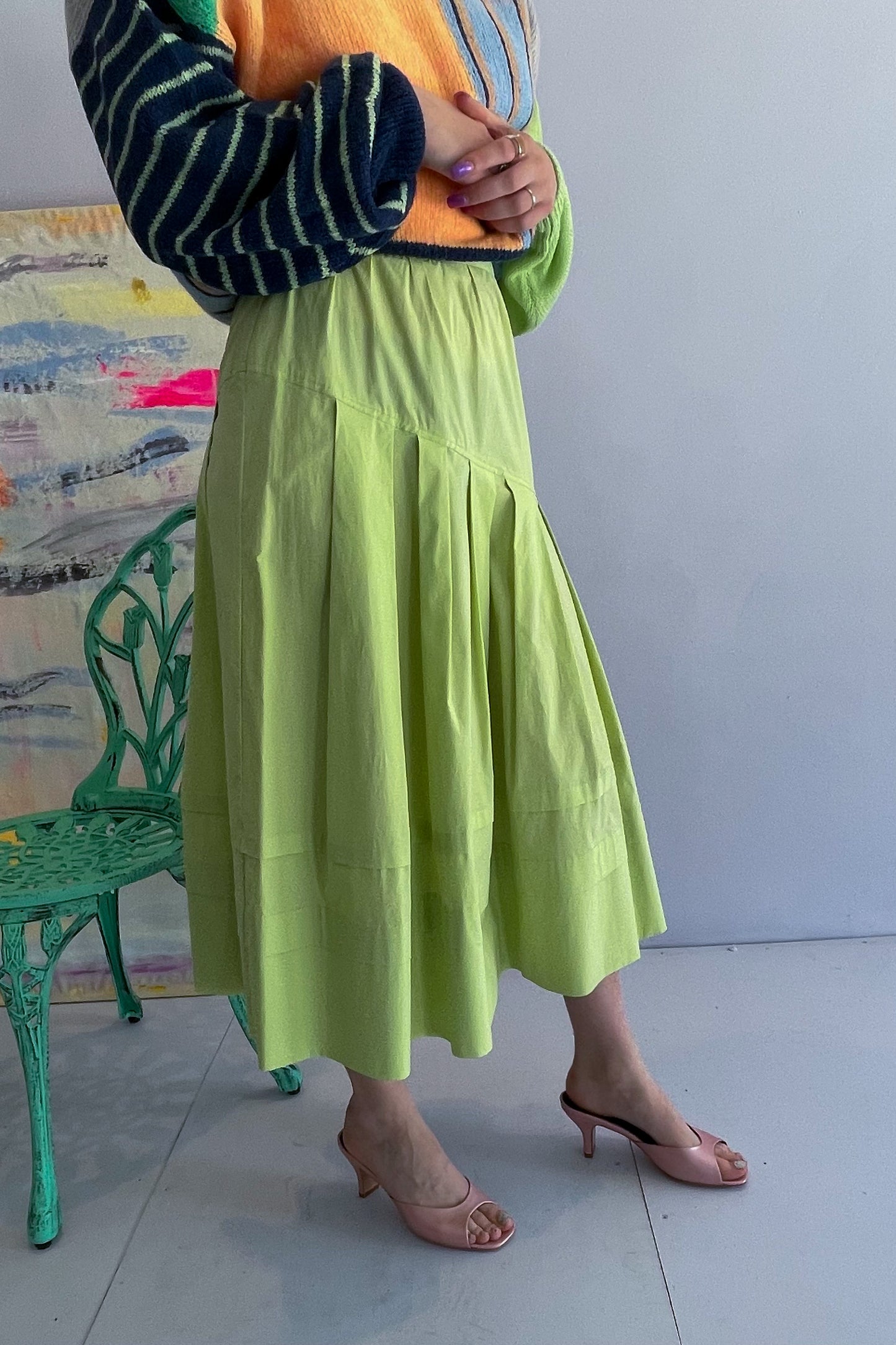 Vivetta: Mini-Panel Skirt: Lizard Green