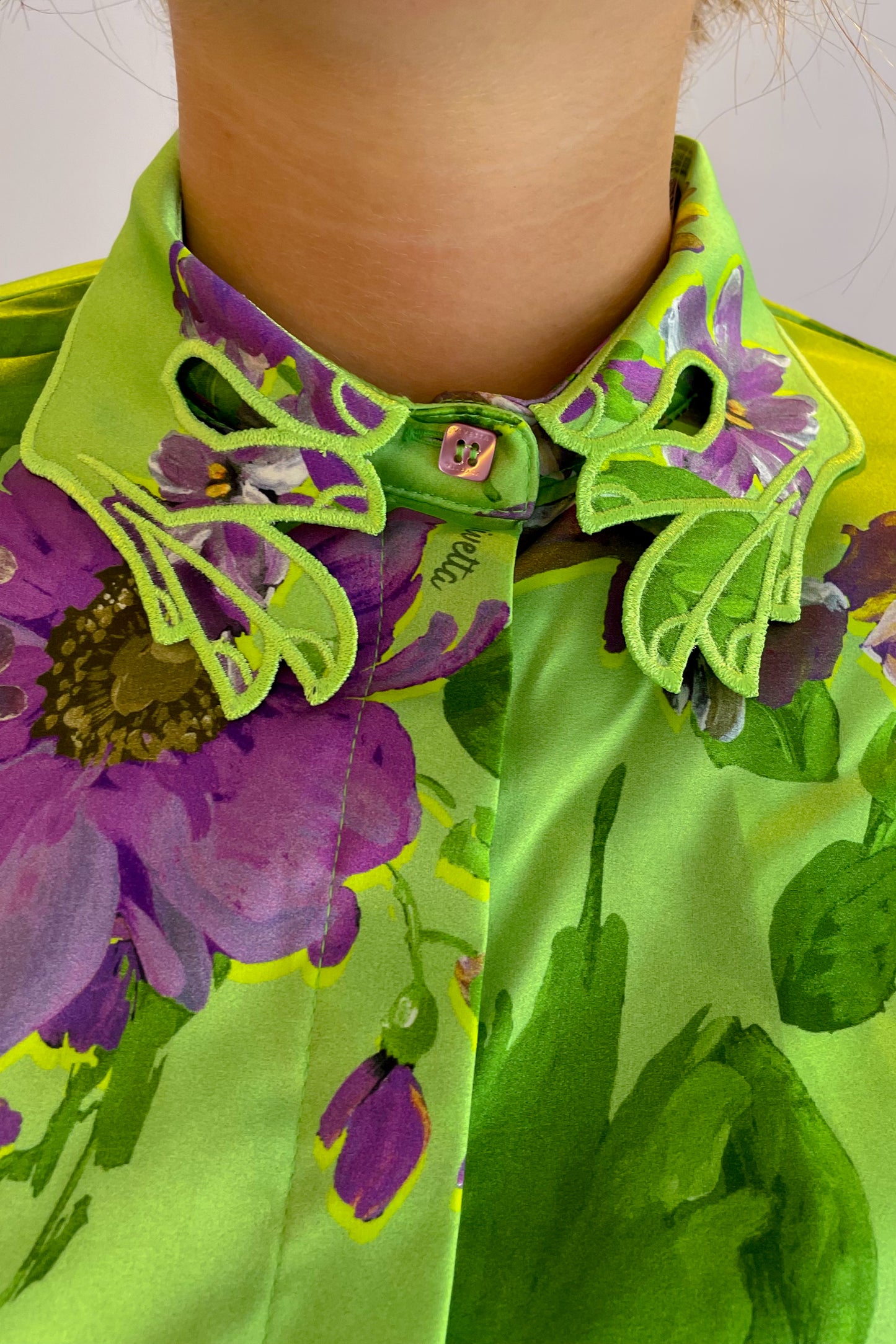 Vivetta- Floral Button Up: Green/ Purple