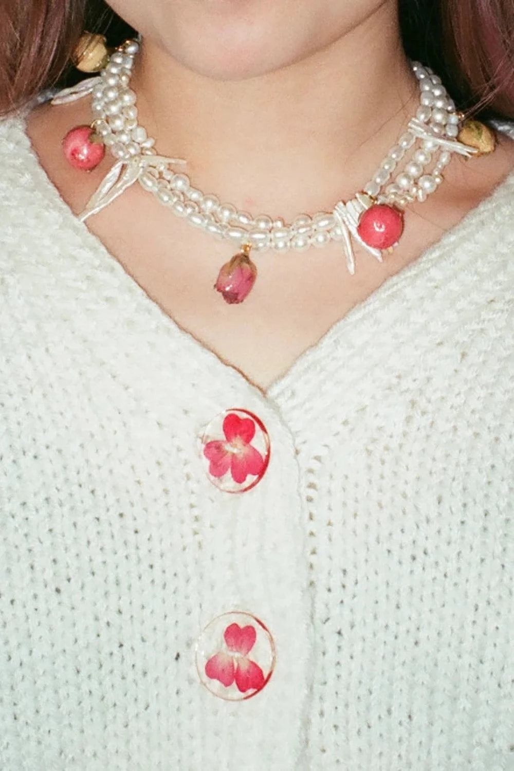 Dauphipnette - Rosewater Triple Strand Necklace: Ivory
