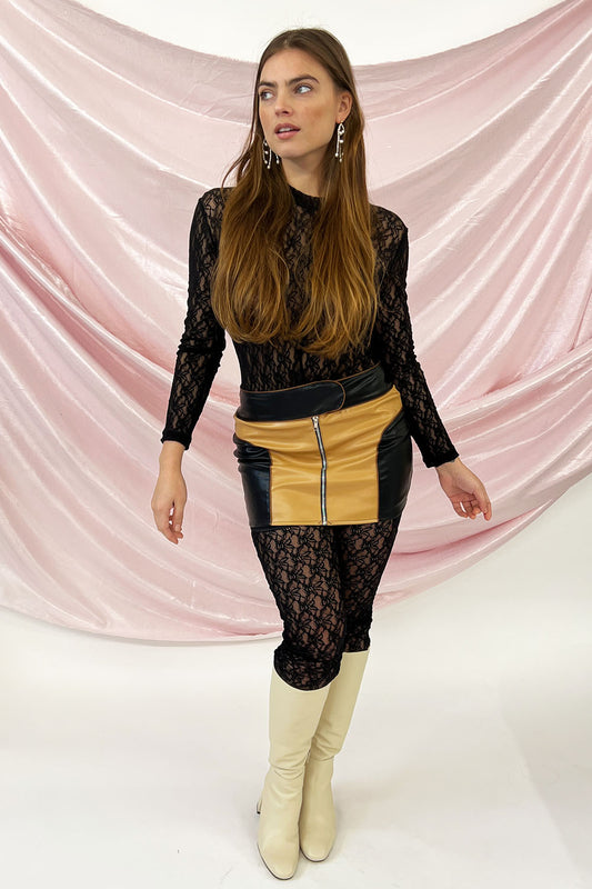 Madness - Blossom Skirt: Black & Beige
