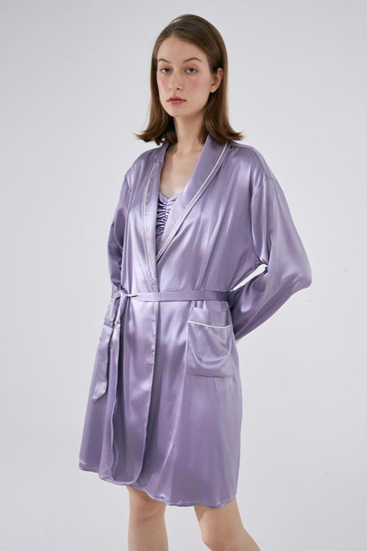 Not Just Pajama - French Style Silk Robe : Lilac