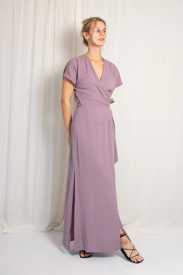 Natalie Busby- That's a Wrap Maxi Dress: Lilac
