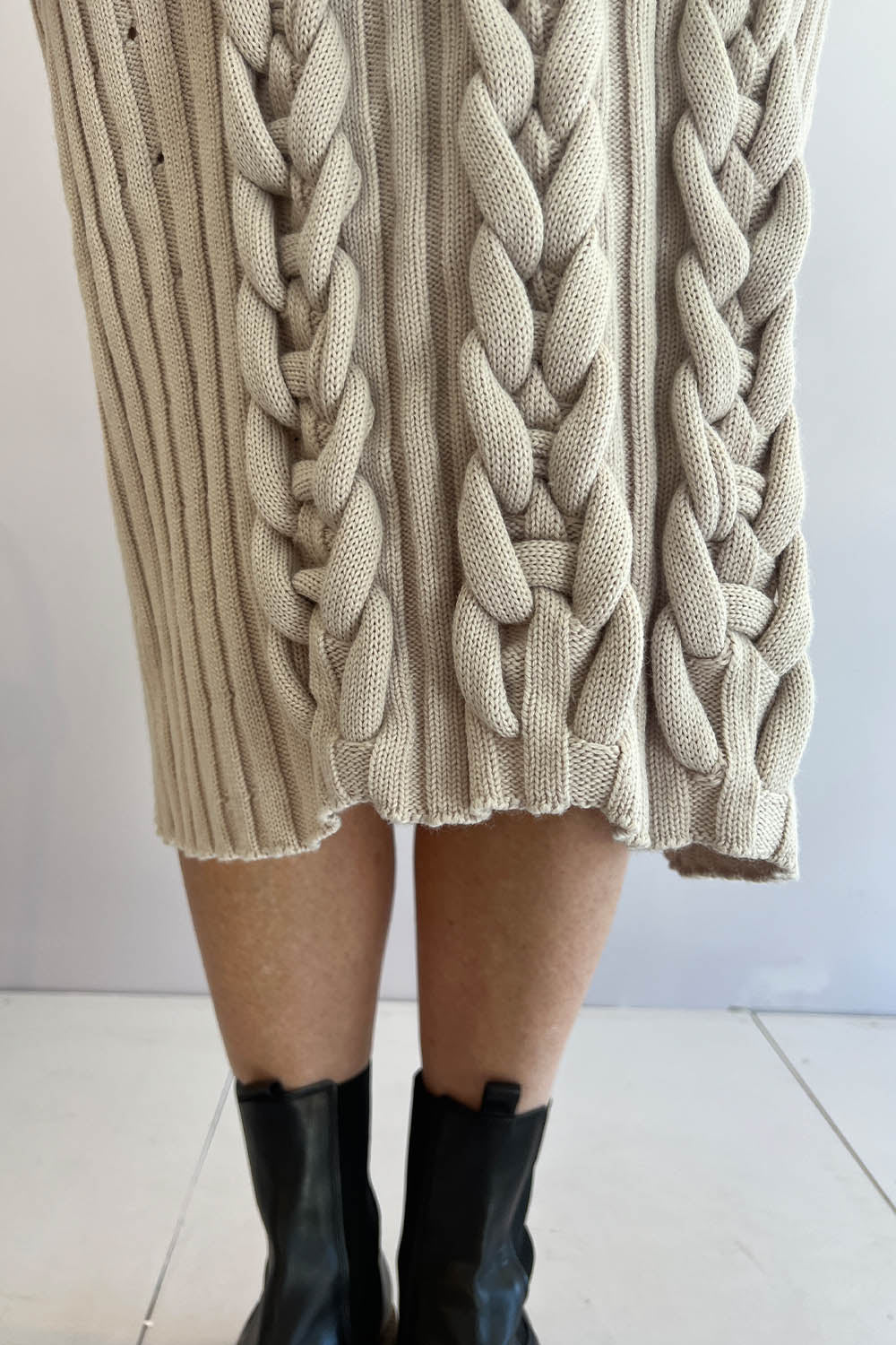 Le Cavalier - Loop Knit Dress: Beige