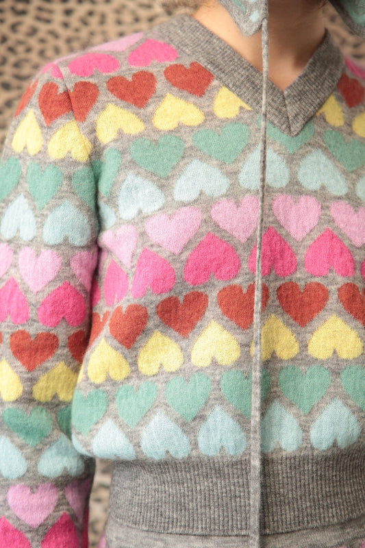 Marco Rambaldi - Heart V Neck Sweater: Rainbow