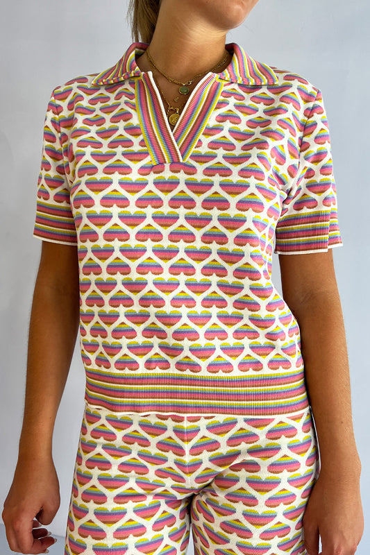 Marco Rambaldi - Rainbow Heart Knitted Polo: Multicolor