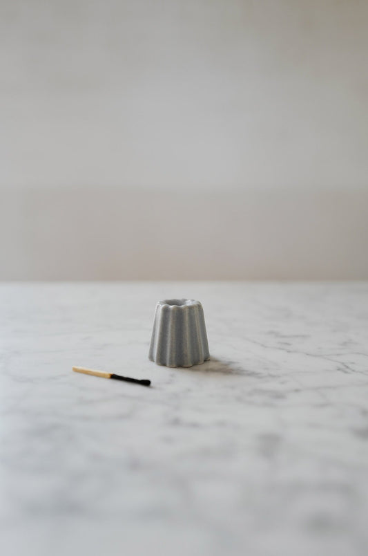 OVO Things - Porcelain Canele Candle Holder: Bluish Gray