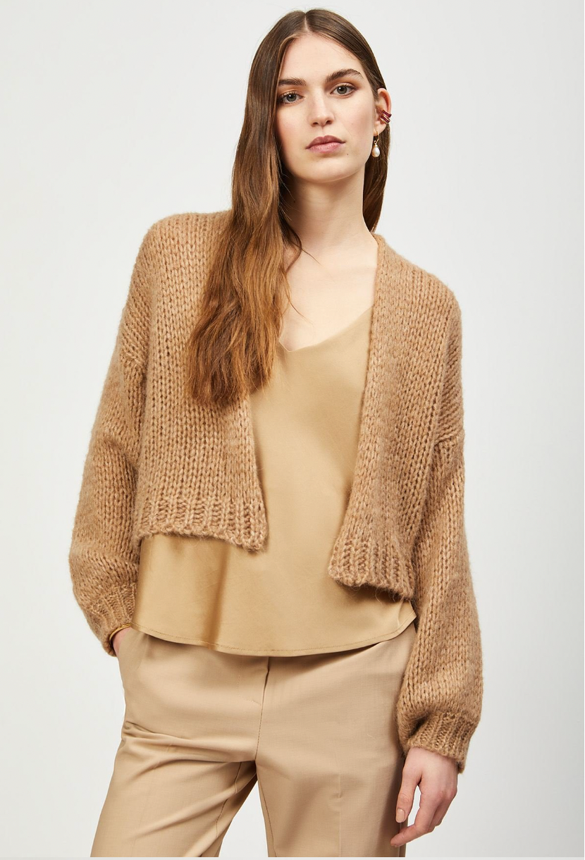 Ottod'ame - Cropped Cardigan: Brown