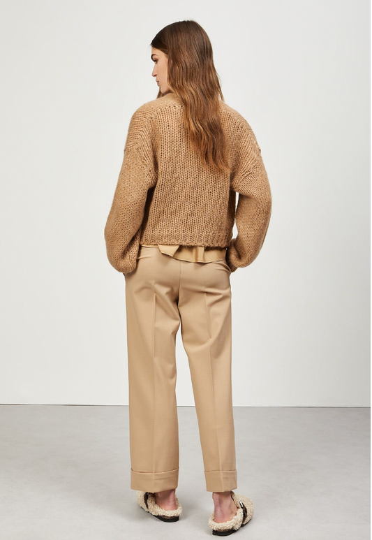 Ottod'ame - Cropped Cardigan: Brown