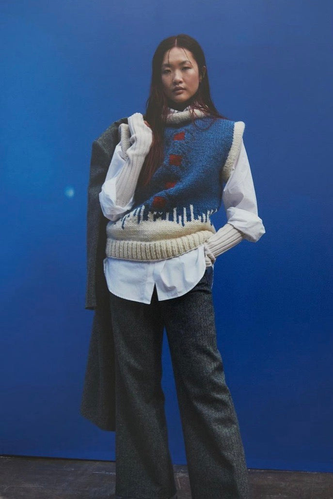 Le Cavalier - Kanata Pullover Knit: Blue & Red