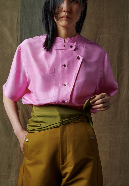 Soeur - Sahara Top: Pink Silk Shirt