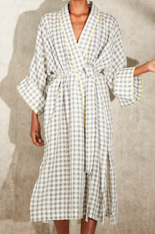 Monzlapur - Kimono Wrap Dress: Plaid