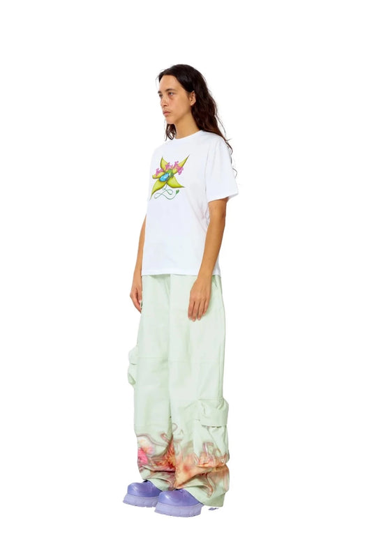 Collina Strada - Lawn Cargo Pant: Mint Chrysanthemum