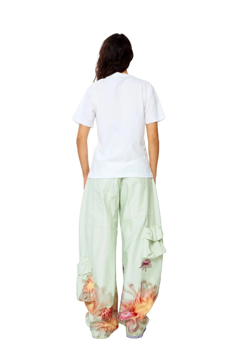 Collina Strada - Lawn Cargo Pant: Mint Chrysanthemum