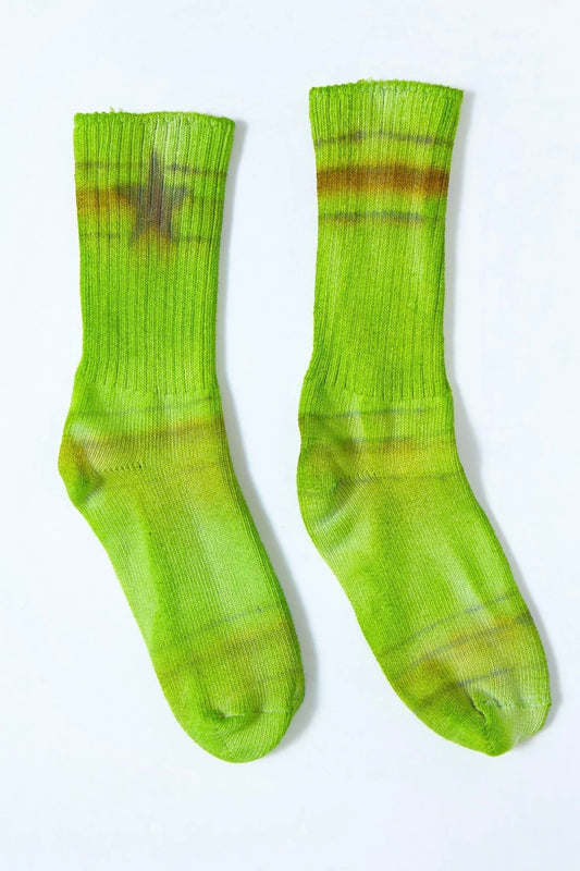 Collina Strada - Organic Cotton Socks: Lime Stripe Star