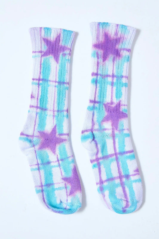 Collina Strada - Organic Cotton Socks: Purple Star Plaid