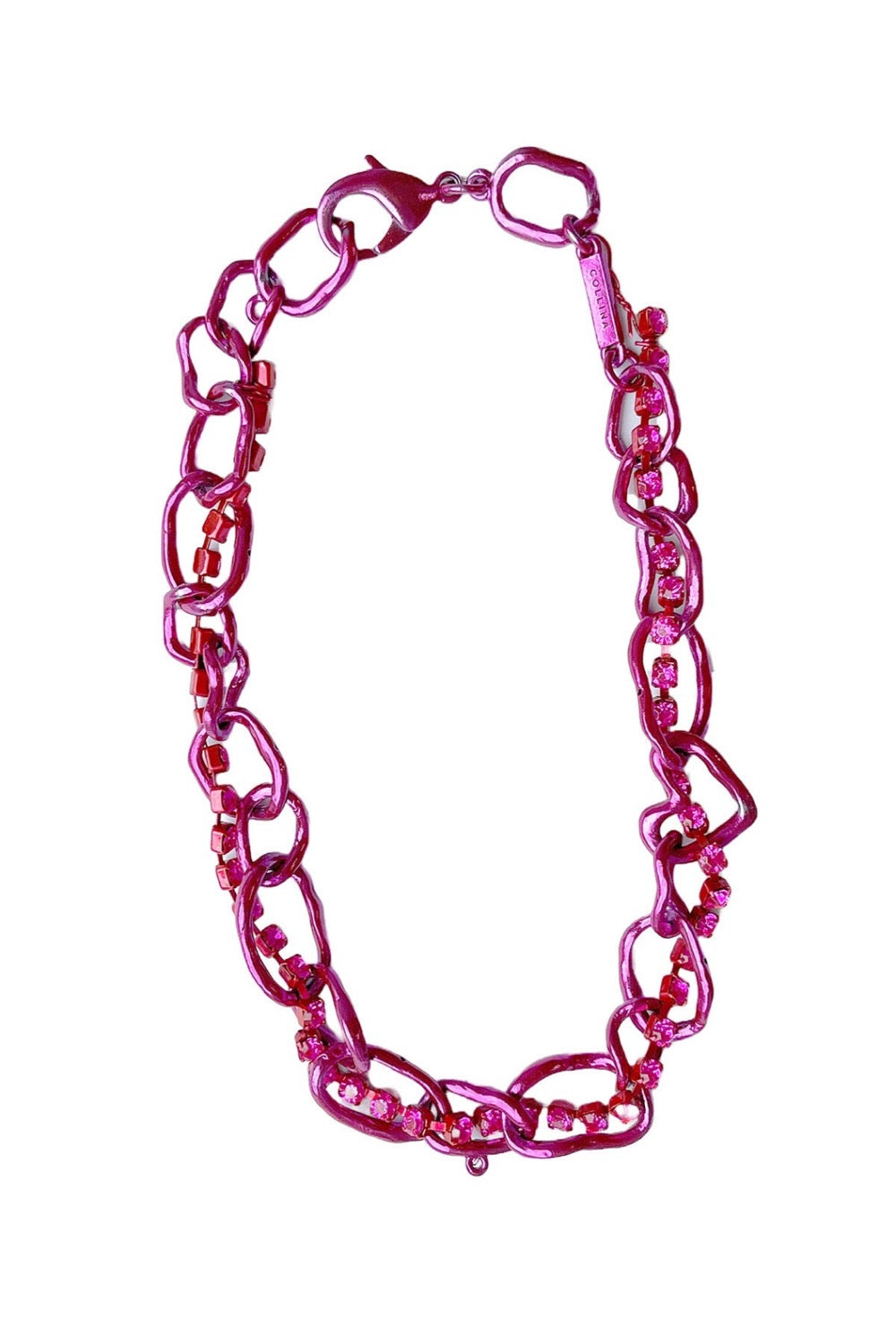 Collina Strada - Rhinestone Crushed Chain Necklace: Metallic Pinks