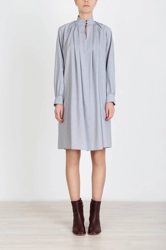 Alysi - Long Sleeve Mini Dress: Dusty Blue