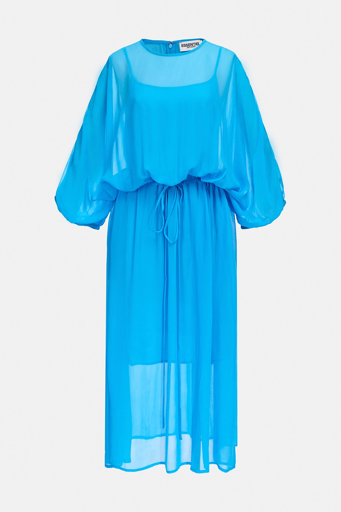 Essentiel Antwerp- Bilver Puff Sleeve Dress: Blue