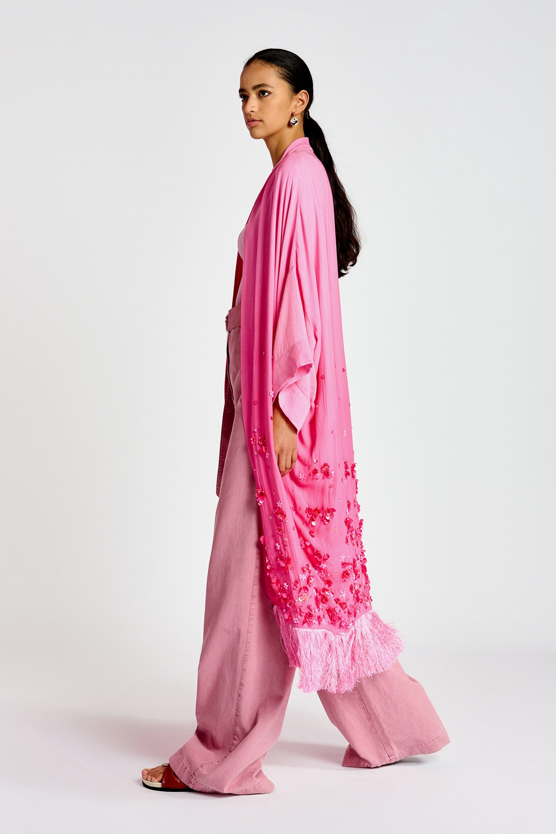 Essentiel Antwerp- Bocktail Ombre Sequin Kimono: Pink Cheeks