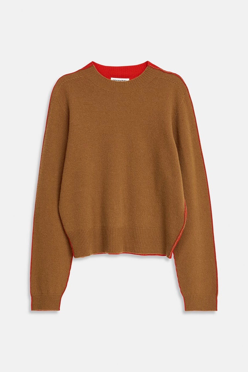 Essentiel Antwerp- Cama Turtleneck Sweater: Brown & Red
