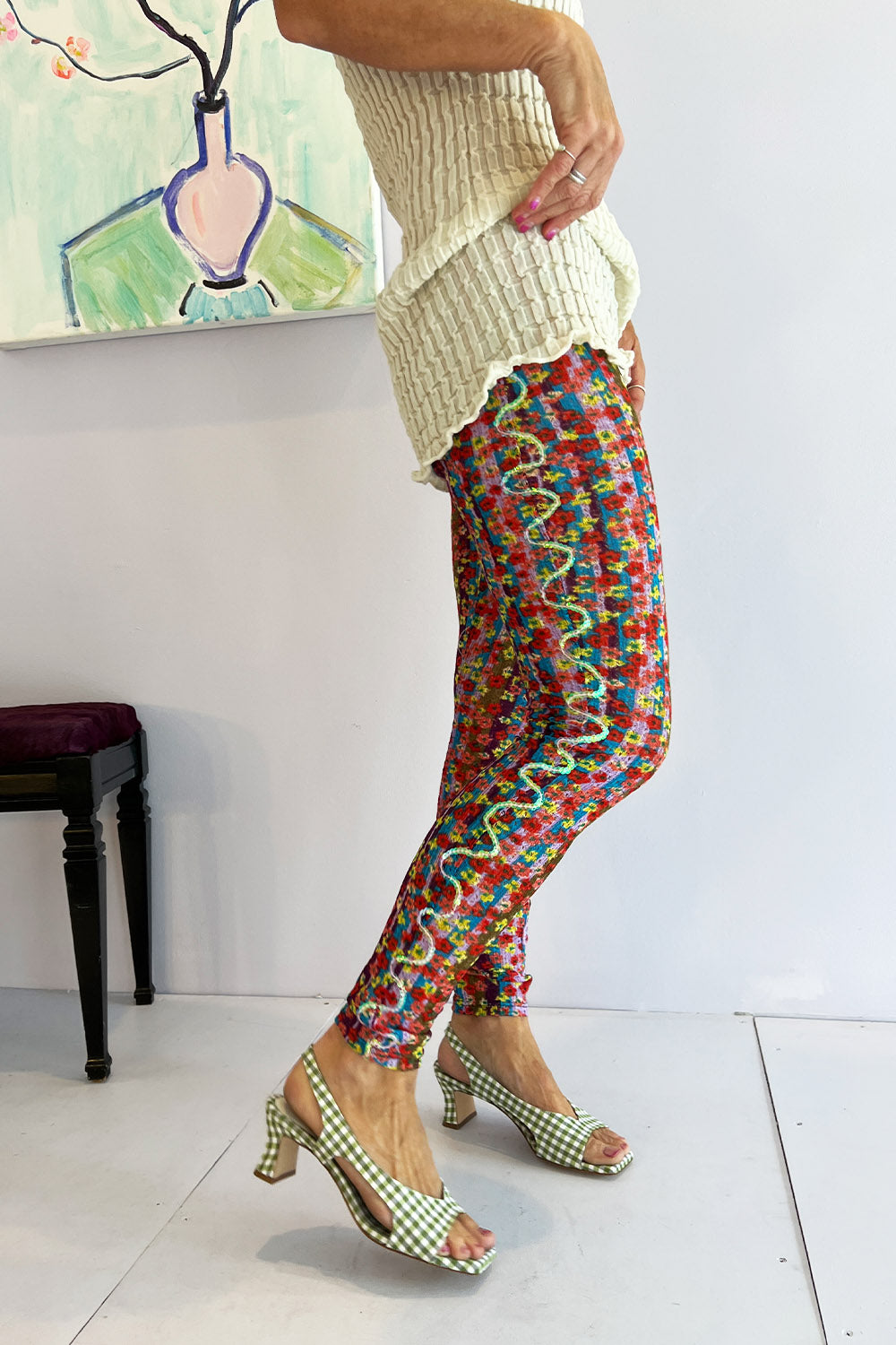 Collina Strada - Sequin Legging: Flower Stripe