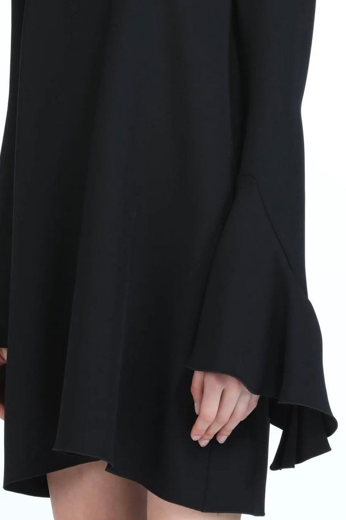 No. 21 - Pleated-Cuff Mini Dress: Black